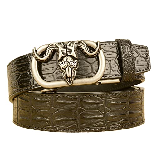 JIARY cinturón Hombre, cinturón de Vaquero Occidental, cinturón de Novedad de Bronce de Oveja de Cuerno Grande, cinturón de Vaquero Occidental Retro a la Moda para Hombre,Black b,130CM/51.2'' Cover
