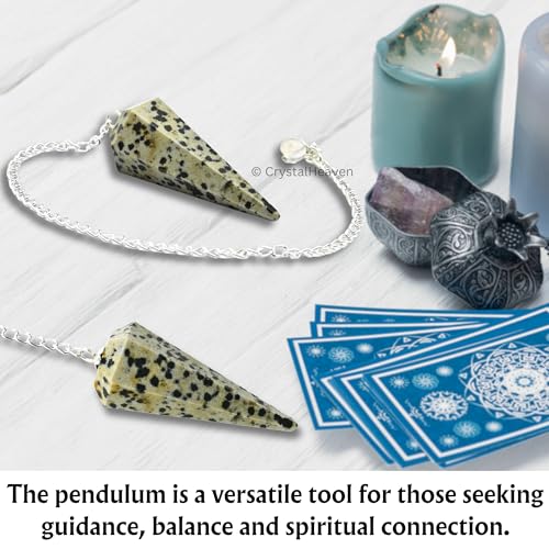 Image of Dalmatian Jasper Pendulum Dowsing Tool - Natural Crystal Pendulum for Spiritual Guidance - Premium Dowser Pendulum for Accurate Divination and Energy Healing - Perfect for Energy Healing and Chakra Balancing - Handcrafted with Precision and Elegance