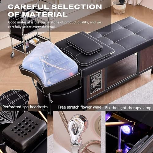 Image of Thai Massage Bed, Head Spa Equipment Shampoo Bed with Fumigation and Heater, Constant Warm Water Circulation Shampoo Bed, Gray