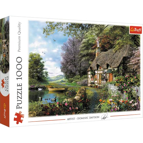 Trefl – Puzzle Angolo Incantevole – 1000 Elementi, foresta, lago, casa rurale, capanna, fiori, alberi, puzzle fai da te, intrattenimento creativo, divertimento, regalo, puzzle classici