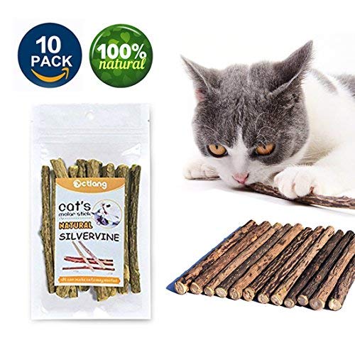 VMIZIV Cat Catnip Sticks, 10 Pcs Natural Matatabi Silvervine Sticks Chew Toys Cat Treats Sticks Natural Cat Dental Chews for Teeth Cleaning