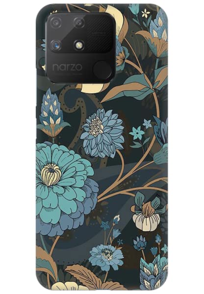 COBERTA Stylish Printed Back Cover for Realme Narzo 50A Back Case Cover - Blue and Brown Flowers Design (B0BY78PP5D) Amazon Price History, Amazon Price Tracker