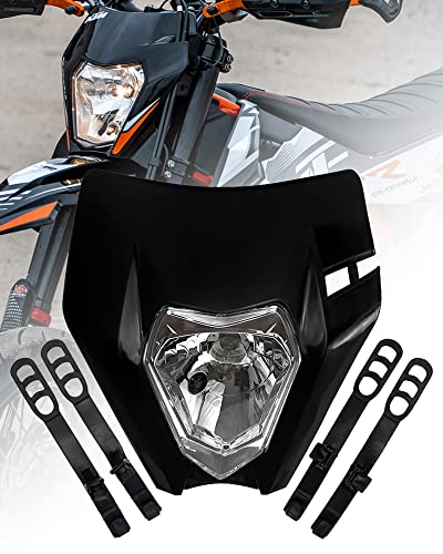 XINGWU Dirt Bike Headlight Kit Pit Bike Headlight Universal Motorcycle Headlight Headlamp Frontlight Motorcycle Head Lamp Kit for Most Dirt Pit Bike (black NormalXWLIGA)