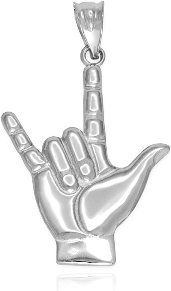 925 Sterling Silver I Love You Hand Sign Language Charm Pendant