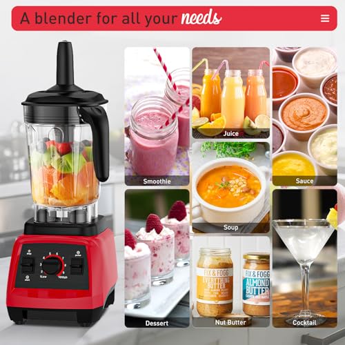 Image of JUSANTE Smoothie Blender, 1800W Countertop Professional Blender Juicer for Kitchen Ice Crusher or Juice, Milkshake, Dessert