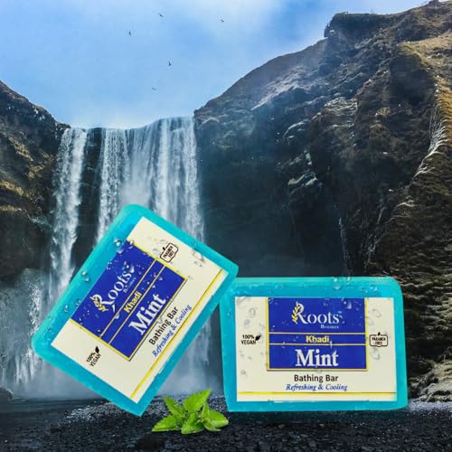 Image of Herbal Mint Soap| Herbal soap and antiseptic properties|Keeps skin cool and refreshed| Suitable for all skin type| Pack of 3 (125gm *3)