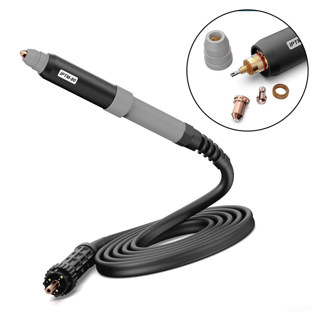 PTM-80 IPTM-80 Cortador de plasma Cabeza de antorcha recta con cable de 20 pies Punta de aleación de cobre 80A Non-HF Pilot Start para LOTOS LTP7500 para PRIMEWELD para Bestarc BTC800XP para Everlast