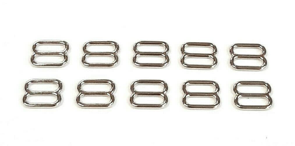 Church Products UK Metal 3 Bar Slides Nickel Plated Round Ended Tri Glide Adjusters 16mm - 50mm Straps Bags Webbing Pet Collars (25mm (1"), 10)