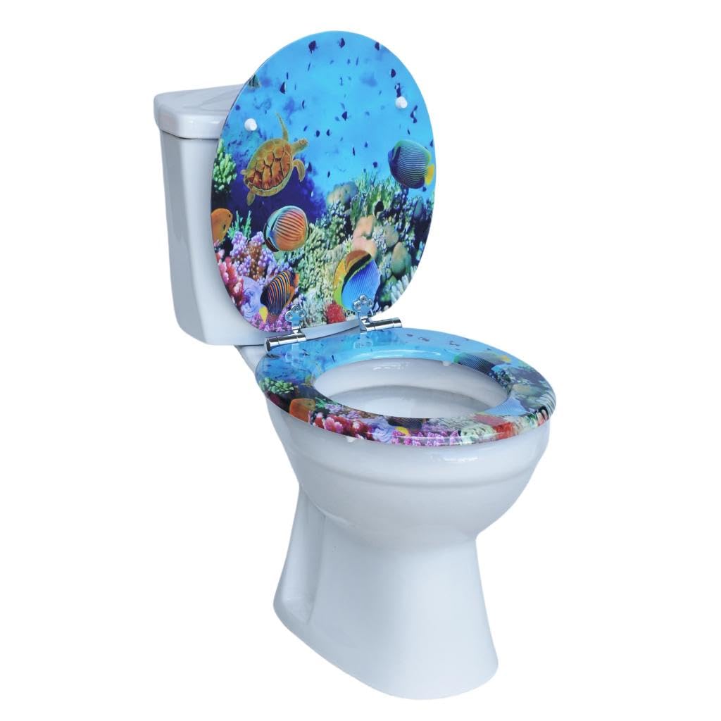 Sedile WC in MDF con meccanismo di abbassamento automatico, sedile WC a forma di O con cerniere regolabili in lega di zinco, previene la formazione di ruggine, portata 180 kg, design ergonomico