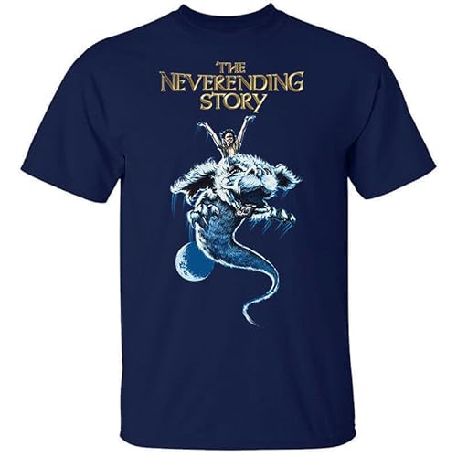 The Neverending Story T Shirt tee Mens Movie Poster Navy Sizes S to Cover