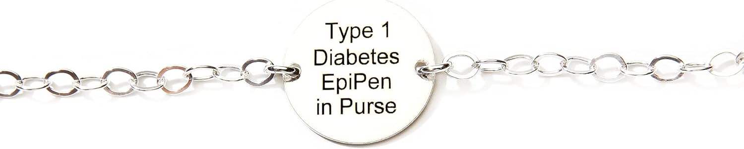 Medical Alert ID Bracelet for Women, Children, Custom Adjustable, Personalized Engraved, Emergency, 14K Gold Filled, Rose, Sterling Silver (CG343B_5-8).