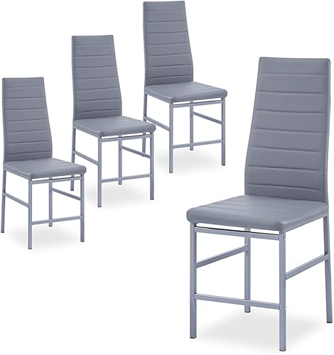 Miniatura 32 de Juego de 4 sillas de comedor, silla auxiliar tapizada, sillas modernas de cocina y comedor, silla de comedor de piel sintética lavable con patas de