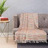 COTTON QUILT - Chunk Knit Throw Blanket, Multi Color Soft Warm Cozy Bed Throw Blanket with Tassels,