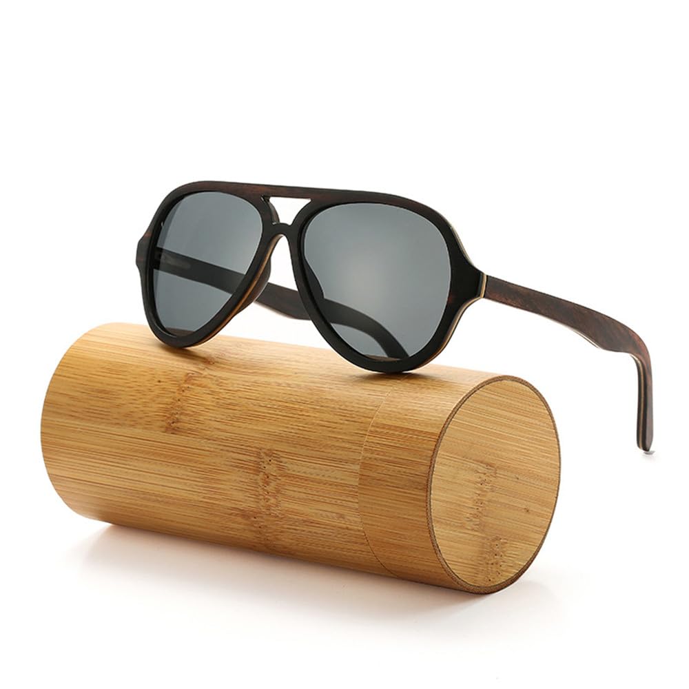 Polarisierte Sonnenbrille für Damen und Herren, mehrlagig, Skateboard, Holzrahmen, quadratischer Stil, Brille für Damenbrillen