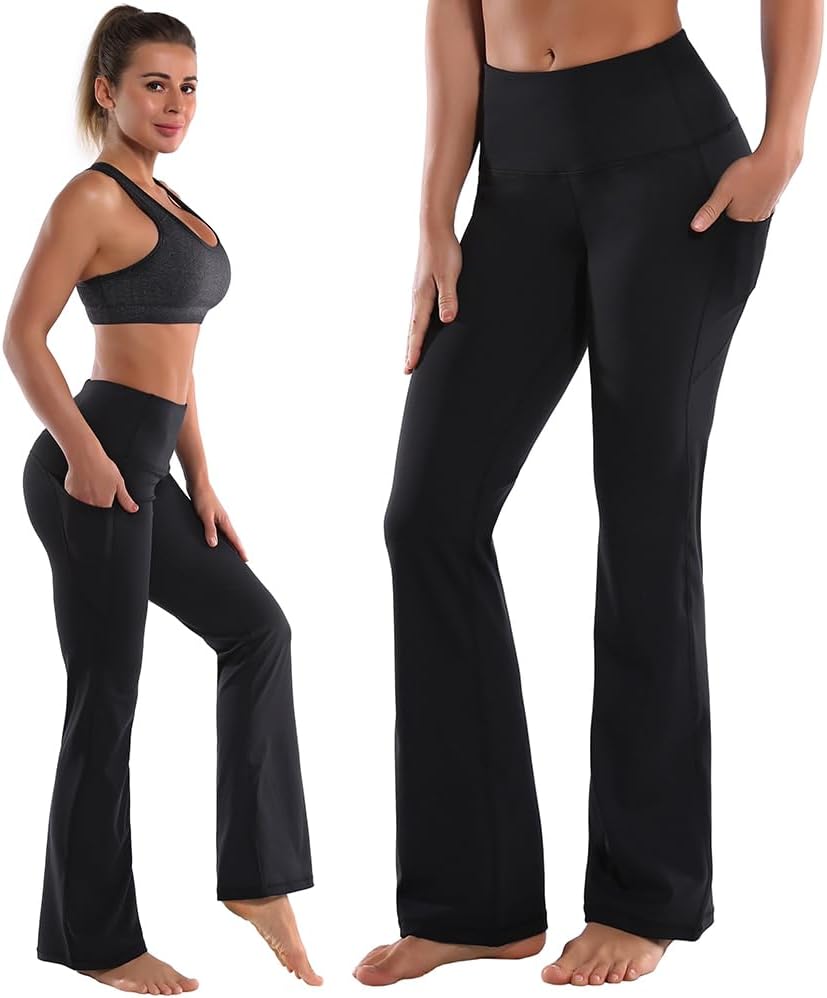 BUBBLELIME 29"/31"/33"/35"/37" High Waist Yoga Pants Tummy Control for Womens Bootcut Workout Flared Basic/Out Pockets - Image 4