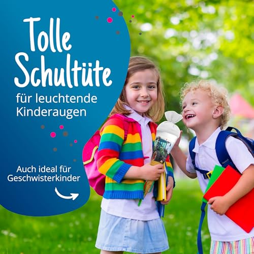 itenga Geschwister Schultüte 35cm Traktor im Feld mit Filzverschluss kleine Tüte Geschenkverpackung Einschulung Schulanfang