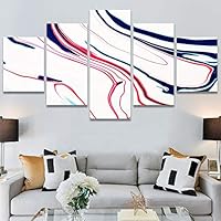 SIGNWIN 5 Panel Canvas Wall Art Abstract Brushstroke Closeup Digital Art Modern Artwork for Home Decorations Ready to Hang - 60
