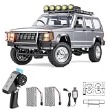 Goolsky RC Rock Crawler, 1:12 Scale Remote Control Car, 4WD Off Road RC Truck, 2.4Ghz All Terrains Climbing Vehicle, RC Car with LED Lights for Adults, Include 2 Batteries (Silver)