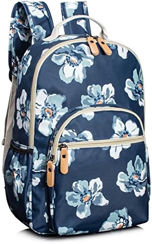 Leaper Floral Water-resistant School Backpack for Girls Travel Bag Bookbag Blue
