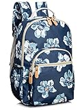 Leaper Floral Water-resistant School Backpack for Girls Travel Bag Bookbag Blue