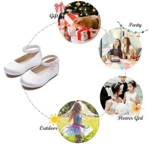 Image of Felix & Flora Girls Toddler Little Ballet Shoes - Flower Girls Mary Jane Flats Dress Shoes Party Wedding