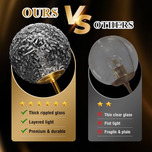 Image of Sputnik Semi Flush Mount Ceiling Light Black Glass Globe Ceiling Lighting Modern Close to Ceiling Light for Living Room Dining Room Bedroom Kitchen