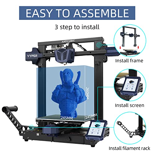 ANYCUBIC Vyper 3D Drucker, FDM 3D Drucker mit Automatisches Nivellierung, Magnetischem Druckbett aus Stahl für Feder, Extruder mit Doppeltem Getriebe 245 x 245 x 260mm - Image 3