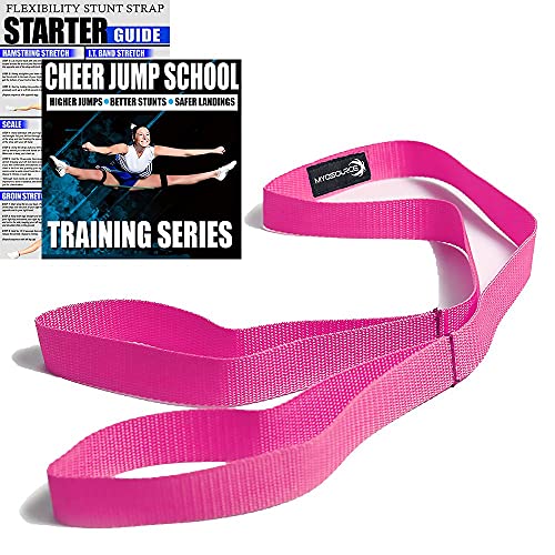 Cheer Kinetic Bands - Flexibility Fitness Training Kit For Cheerleaders - Leg Resistance Bands, Stunt Strap, Digital Training Downloads – Improve Cheerleading Jumps, Stunts, And Tumbling Skills - (User Weight Is Less Than 110 Lbs (50 Kg) Pink Stunt Strap) #TOP1