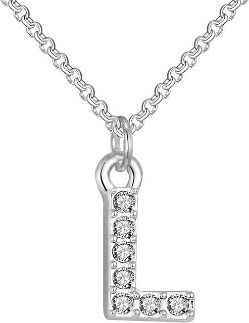 Philip Jones Pave Initial Necklace Letter L Created with Zircondia® Crystals