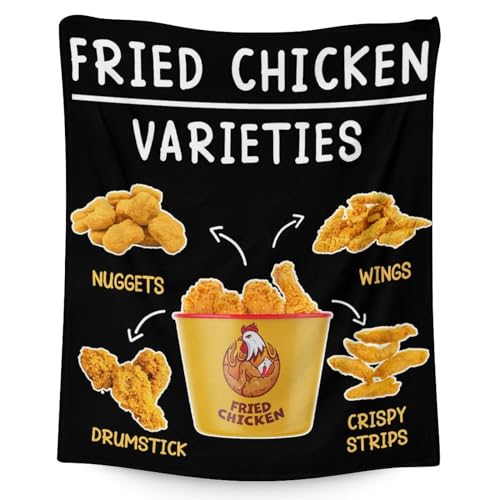 Mercuryelf Chicken Nugget Blanket - Soft, Fuzzy & Warm - 40x50 Inches Flannel Throw Blankets for Travel, Office - Black Novelty Throws Gift for Kids