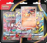 Pokémon: confezione da tre buste dell’espansione Megaevoluzione - Caos Nascente del GCC Pokémon (una carta promozionale olografica e tre buste di espansione), Edizione in Italiano