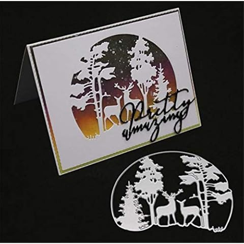 Annchaos Metal Cutting Dies DIY Merry Christams Embossing Stencil Template Scrapbooking Card Making Mold Photo Album Arts Crafts Tools (Christmas Tree and Deer -12.5x10cm) Cover
