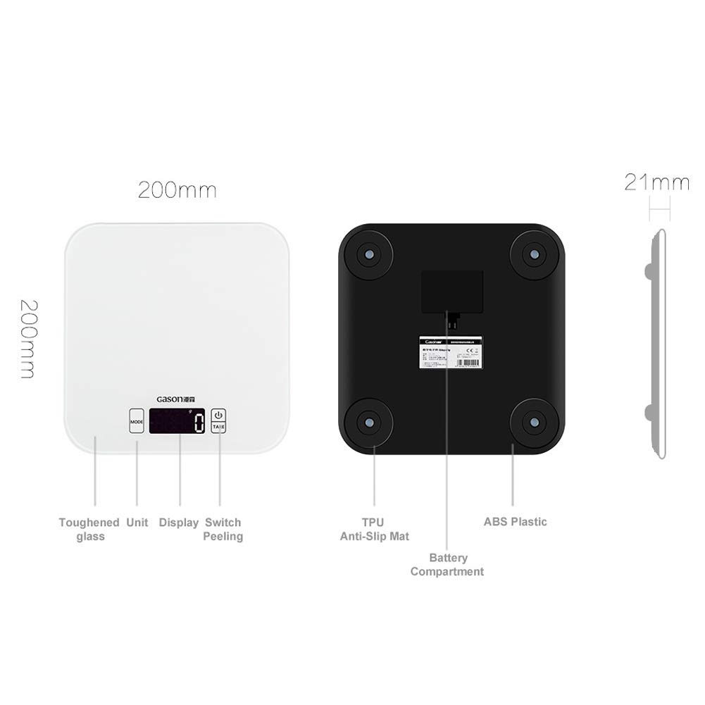 Báscula electrónica Blanca de Alta precisión, Compatible con conversión de Unidades, Pantalla LCD, Resistente y Duradera, fácil de operar (Black)