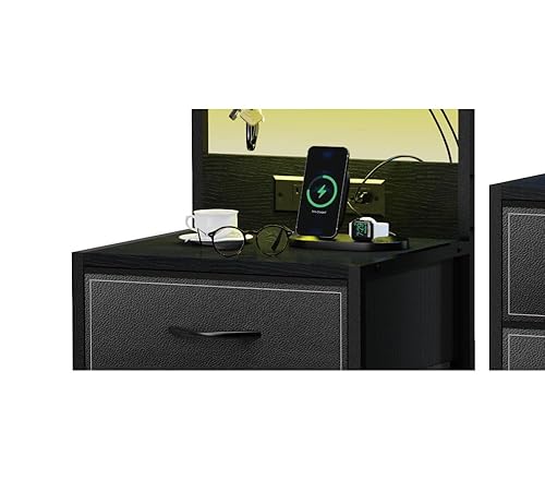 Amazon.com: SZLHANJZ LED Nightstand Set of 2, Night Stand with 3
