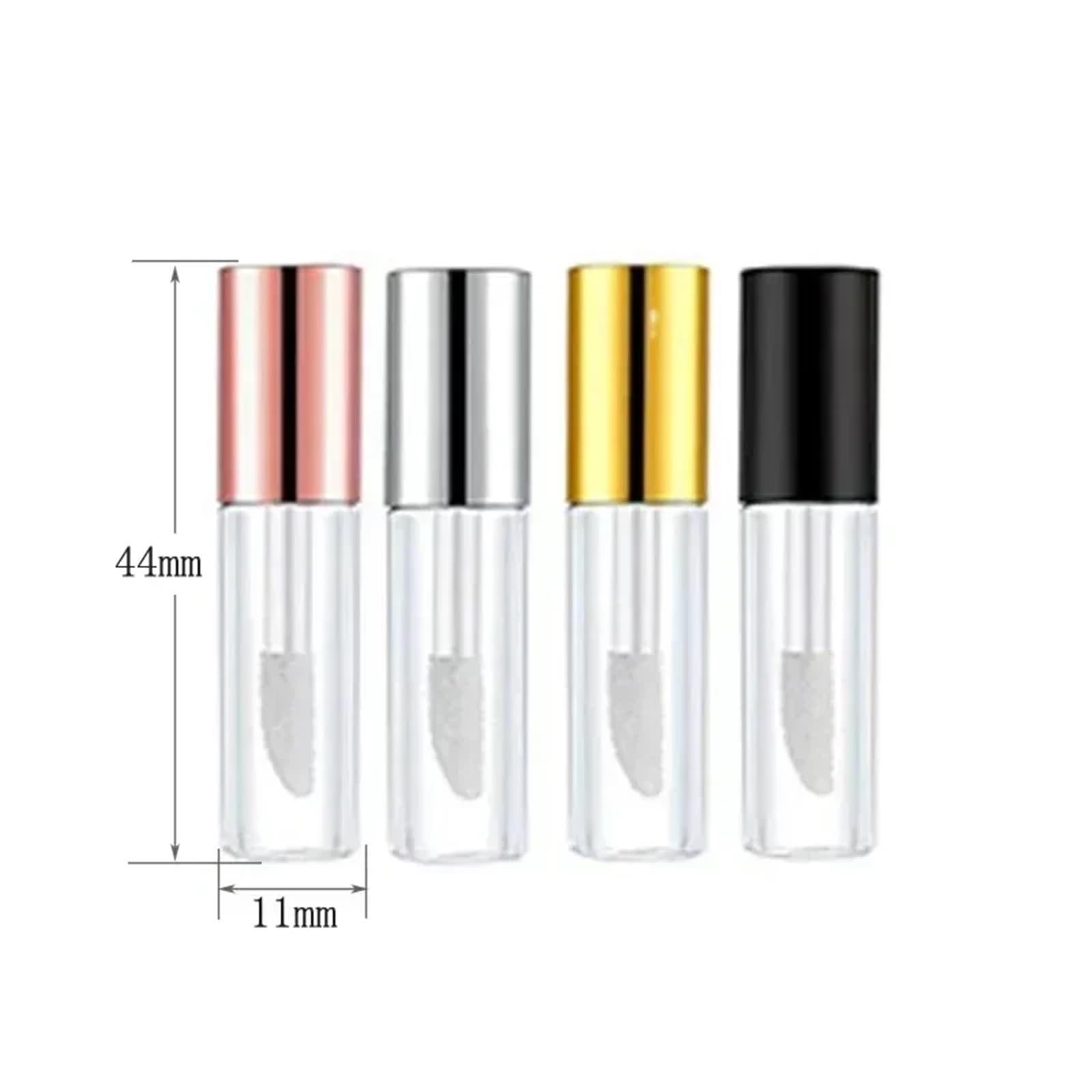 Tubi vuoti per rossetto, 50 pezzi, vuoti, 2 ml, mini tubetti trasparenti per lucidalabbra, balsamo, ricaricabili, per rossetto fai da te (50 pezzi, oro rosa)