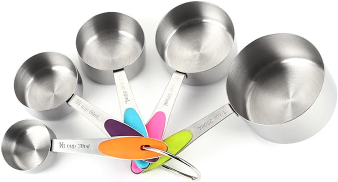 10 Pcs Measuring Spoons and Cups Stackable and Nesting Kitchen Utensils with Scales Detachable Ring for Baking and Cooking Practical Liquid and Dry Ingredient Tools