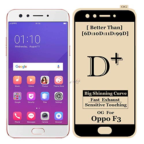Image of Screen Protector for Oppo F3 (Black) Tempered Glass Edge-to-Edge 6D Screen Guard With Installation Kit