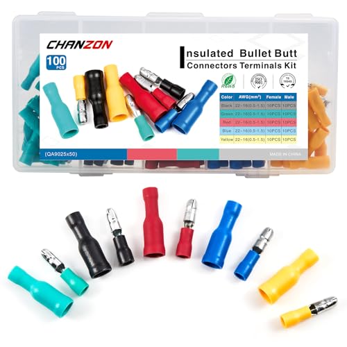 Chanzon 100 �� UL �F��u���b�g�R�l�N�^�[�q�L�b�g���� 22-10AWG �Q�[�W���S�≏ PVC ���C���[�X�v���C�X�R�l�N�^ 50 �I�X + 50 ���X