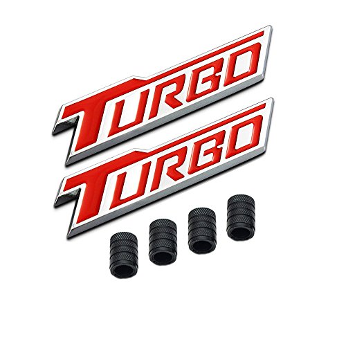 Dsycar 1Pair 3D Metal TURBO Logo auto Badge Emblem Sticker + 4Pcs Stile zigrinato con tappi valvola di plastica Core per Universal Car Styling Accessori decorativi