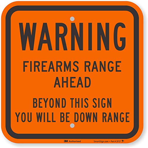 Panneau Warning Firearms Range Ahead fluorescent pour signalisation de stand de tir