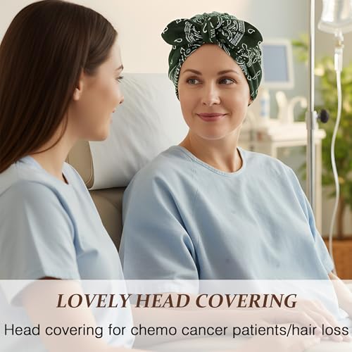 Image of Ababalaya Satin Lined Beanies for Women Chemo Headwear Silky Lined Cotton Sleeping Cap