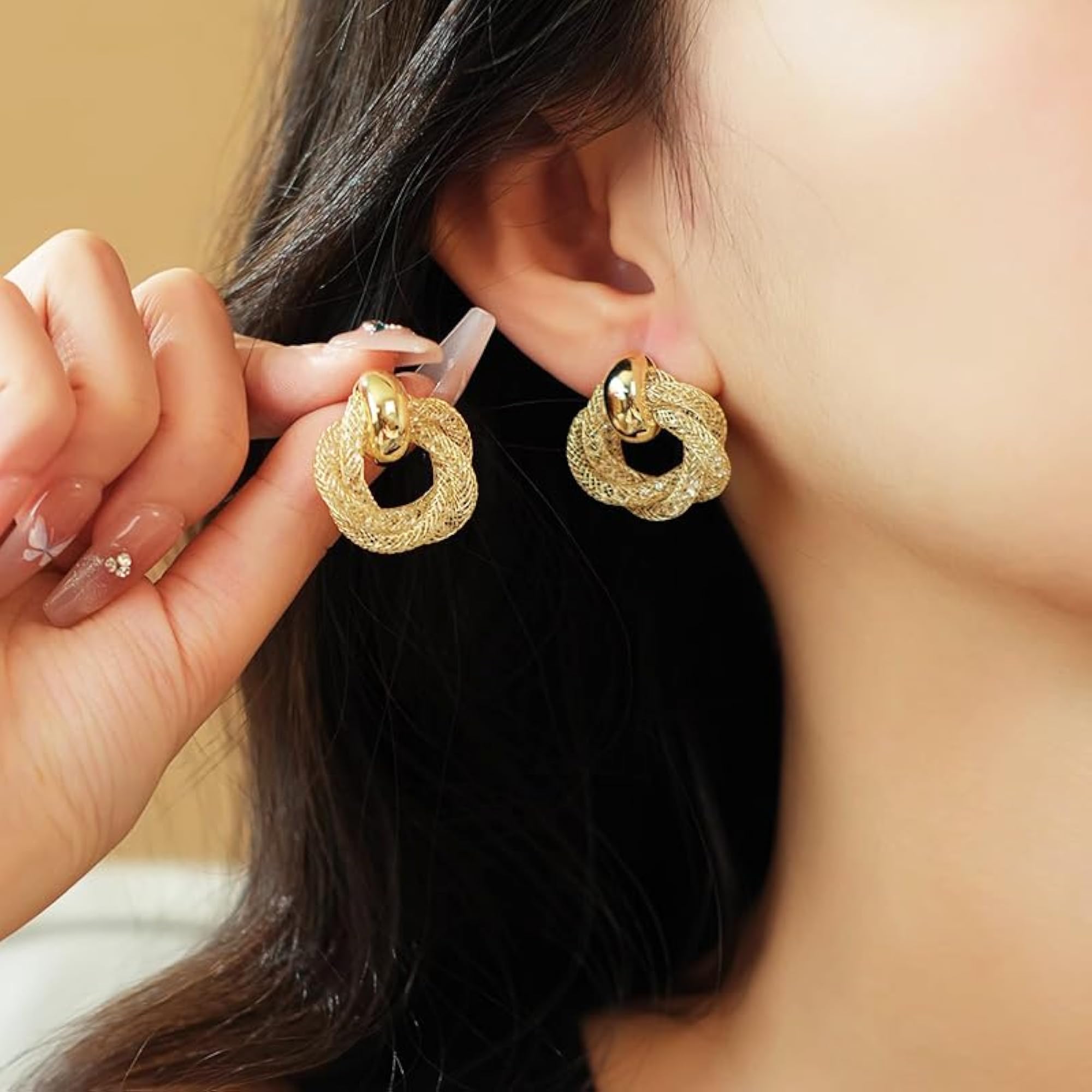 Women's Korean Gold Stud Earrings Set, Stylish Accessories