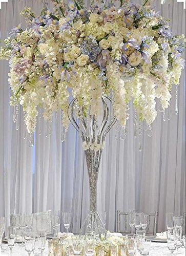 Luyue 3.18 Feet Artificial Silk Wisteria Vine Ratta Silk Hanging Flower Wedding Decor,6 Pieces,(Off-White) #TOP6
