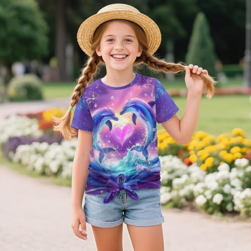 Summer Short Sleeve for Girls Tie Front T-Shirts Trendy Casual Crew Neck Shirt4