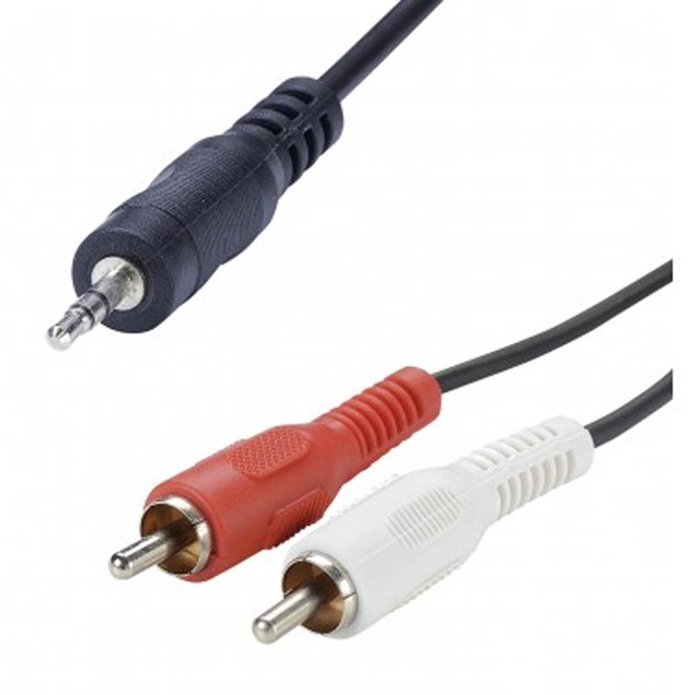 Cordon Jack 3,5 mm mâle et double RCA mâle de 1,50 m avec fiches moulées