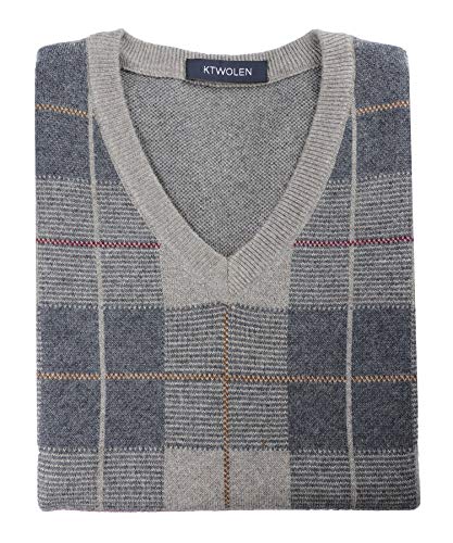 Mens Knitted Vest V Neck Thick Sleeveless Wool Blend Slim Fit Pullover Knitwear Checked Sweater Vests4