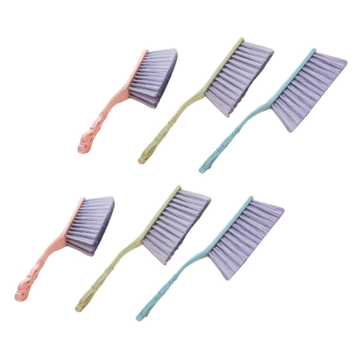 TOVINANNA 6Pcs Hollow Out Handle Brush for Household Cleaning Soft Bristles for Sofa Furniture Blue Green Pink Each
