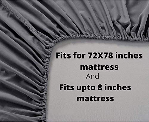Image of Fitzy 280 TC Fitted bedsheet King Size, Elastic bedsheet, 72x78 inches + 10 inches Drop, with 2 Pillow Covers (Twill-red-Flower, 72x78)