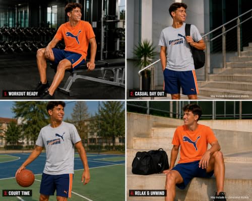 Image of PUMA Boys Active Shorts Set - 3 Piece Performance T-Shirt, Dry Fit Tank Top, and Gym Shorts - Activewear Set for Boys (4-16)