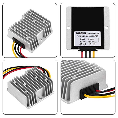 DC Voltage Reducer Converter DC 8V-40V to 12V 6A 72W Automatic Step Down Up Voltage Regulator Power Converter Waterproof Module Transformer for Golf Cart Club Car - Thumbnail 2
